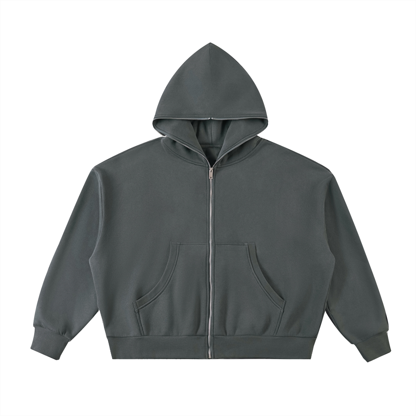 Luxury London Clothing Fleeced Full-Zip Boxy Hoodie