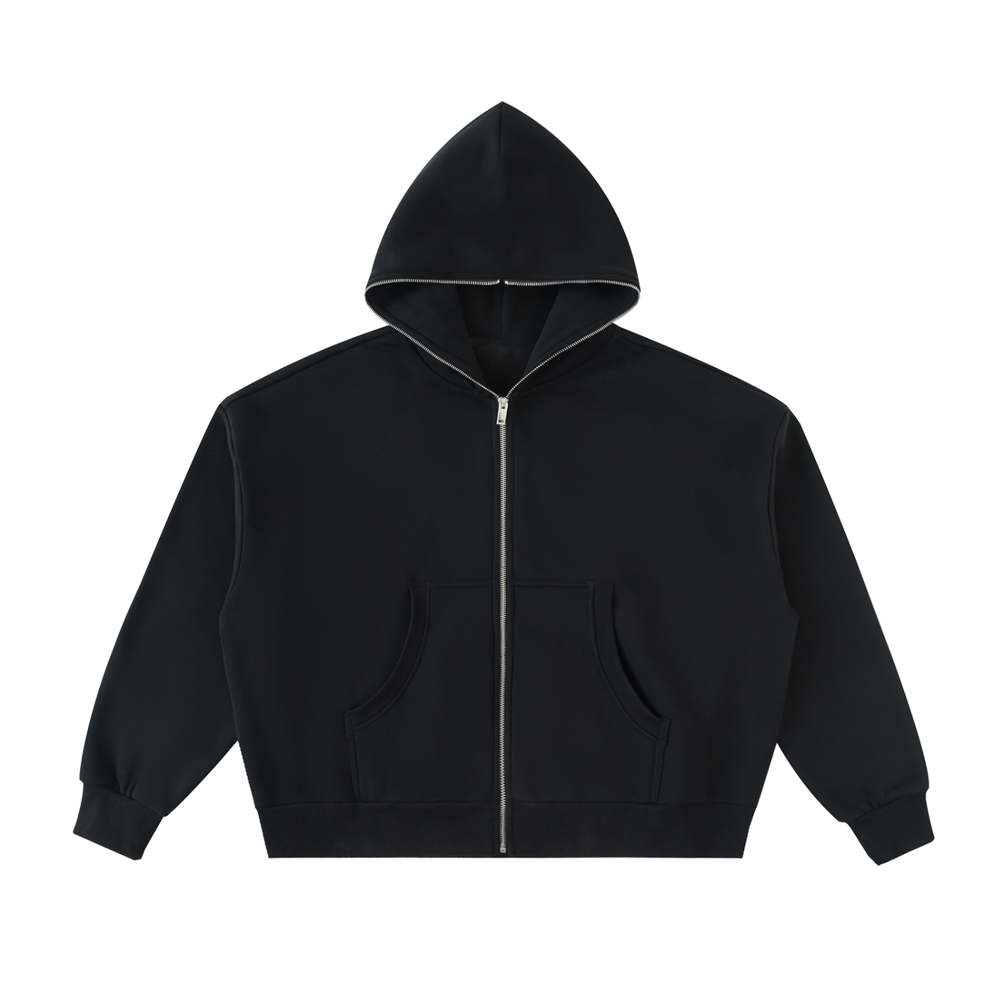 Luxury London Clothing Fleeced Full-Zip Boxy Hoodie