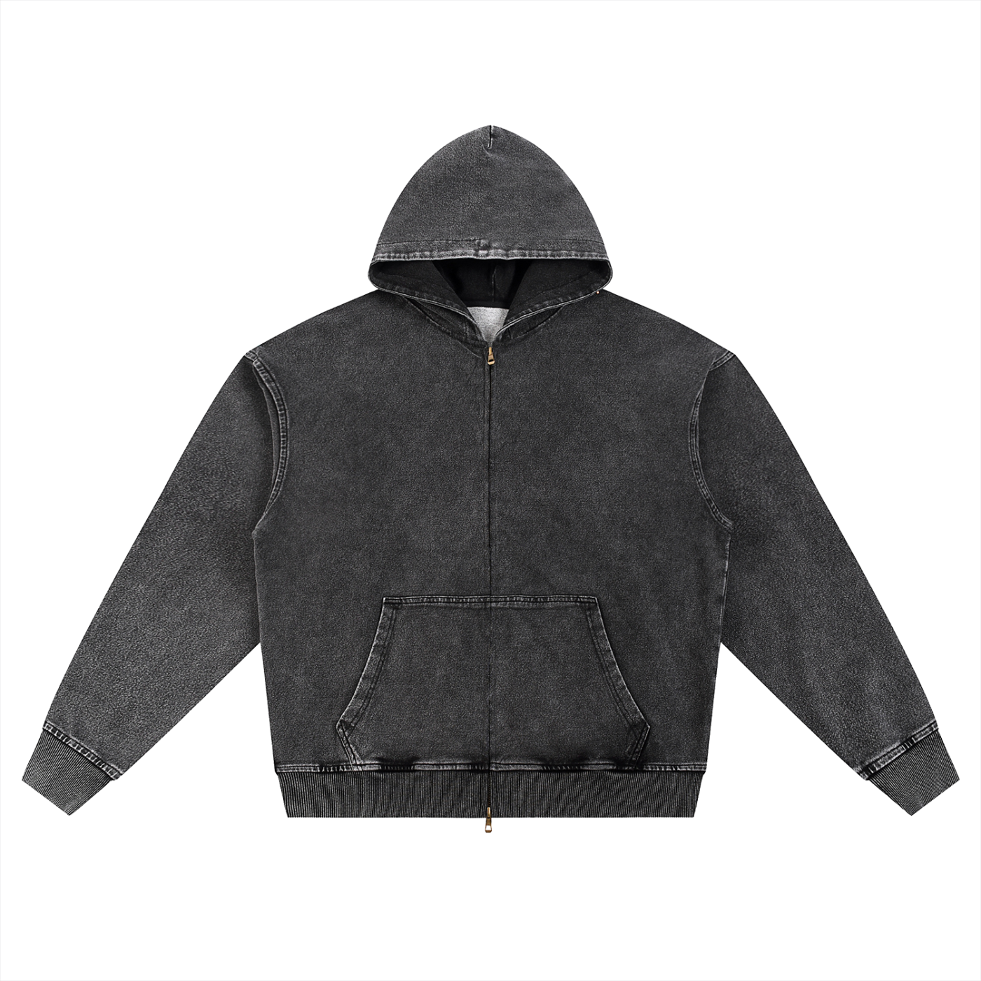 Luxury London Clothing Snow Wash Oversized Zip-Up Hoodie
