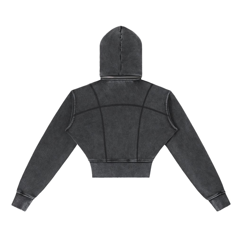 Luxury London Clothing Vintage Washed Cropped Fleece Hoodie