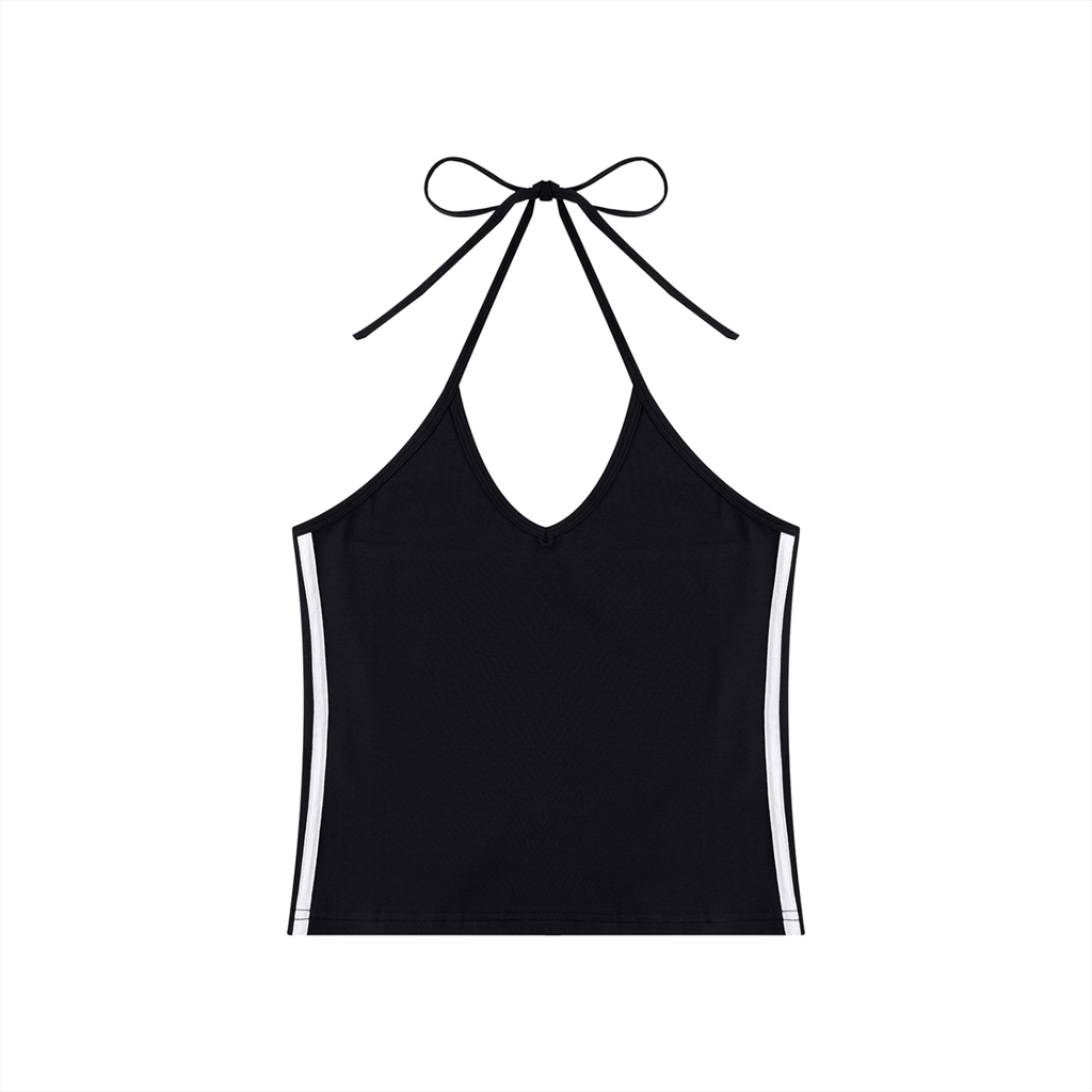 Luxury London Clothing Block Halter Crop Tank Top