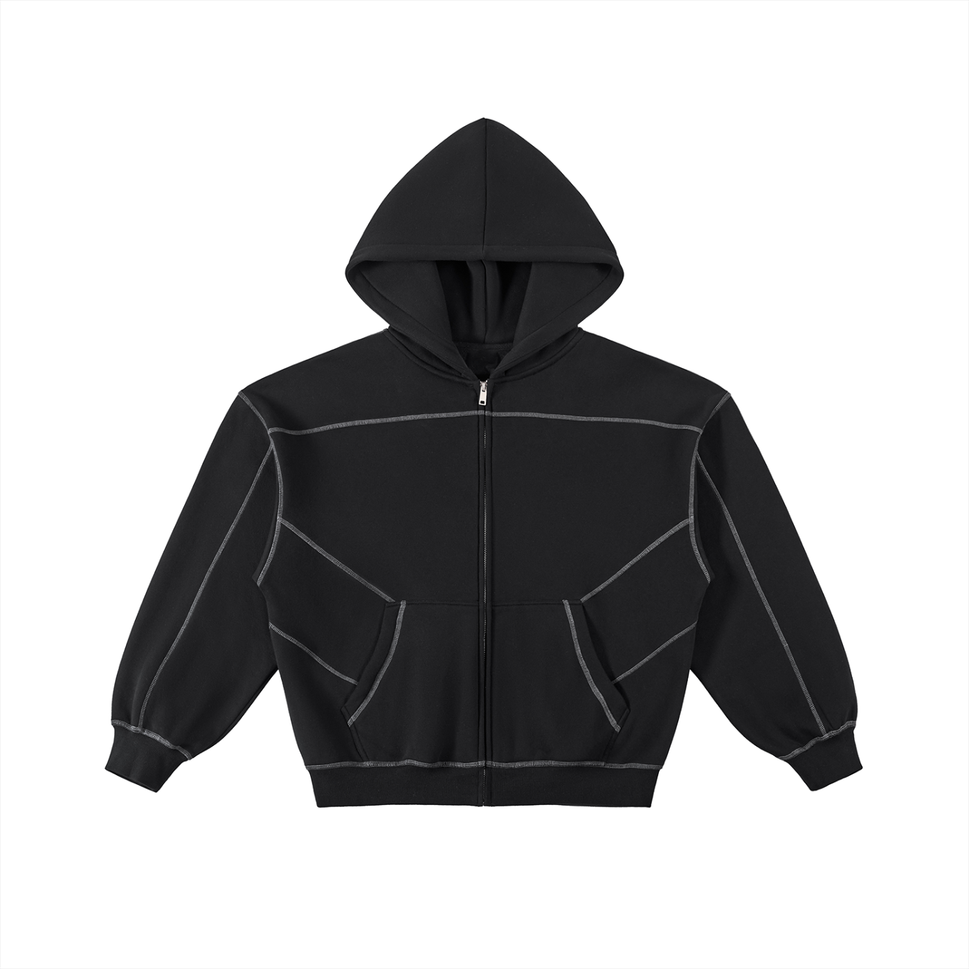 Luxury London Clothing Stitched Boxy Fleece Zip Hoodie