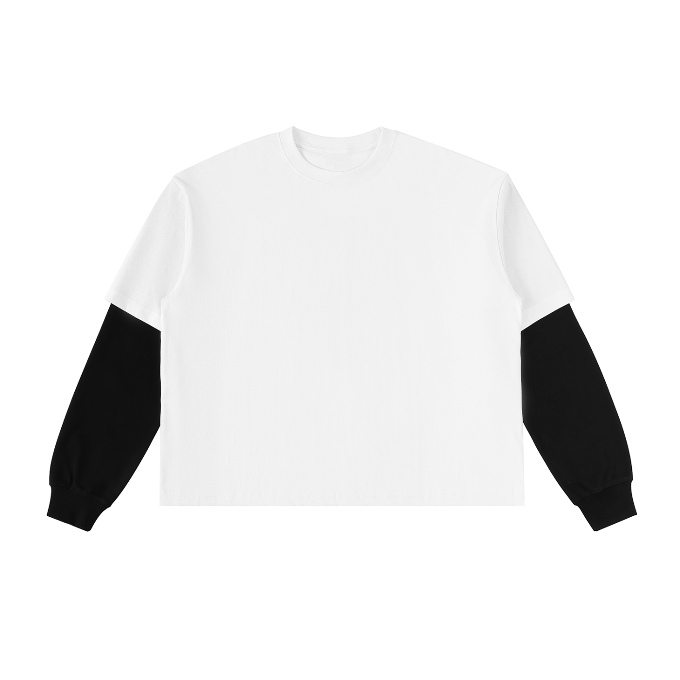 Luxury London Clothing Layered Contrast Sleeve Cotton T-Shirt