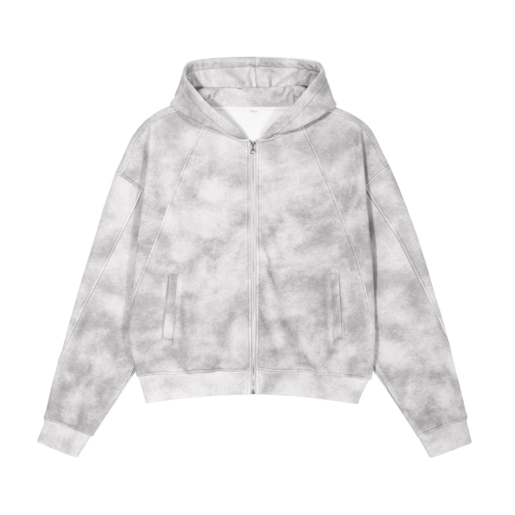 Luxury London Clothing Dirty Washed Zip-Up Fleece Hoodie