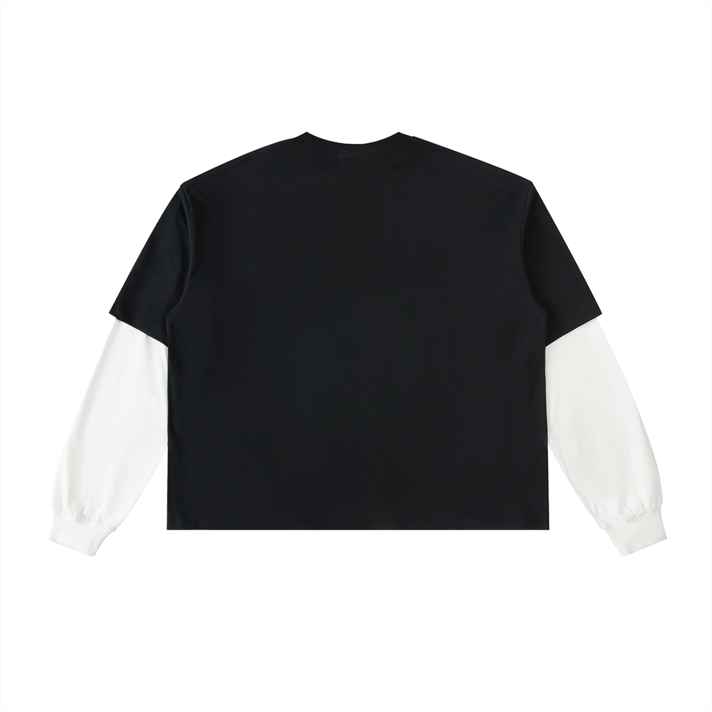 Luxury London Clothing Layered Contrast Sleeve Cotton T-Shirt