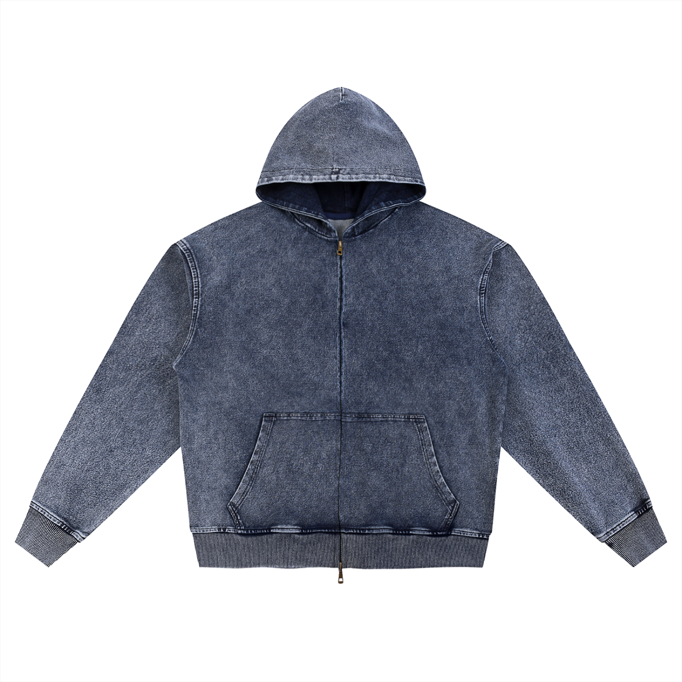 Luxury London Clothing Snow Wash Oversized Zip-Up Hoodie