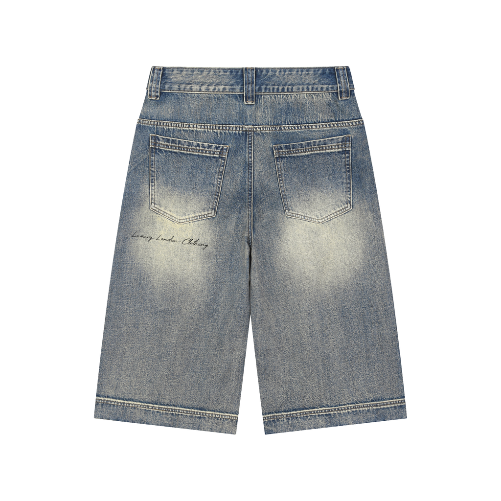 Luxury London Clothing Vintage Wash Baggy Denim Shorts