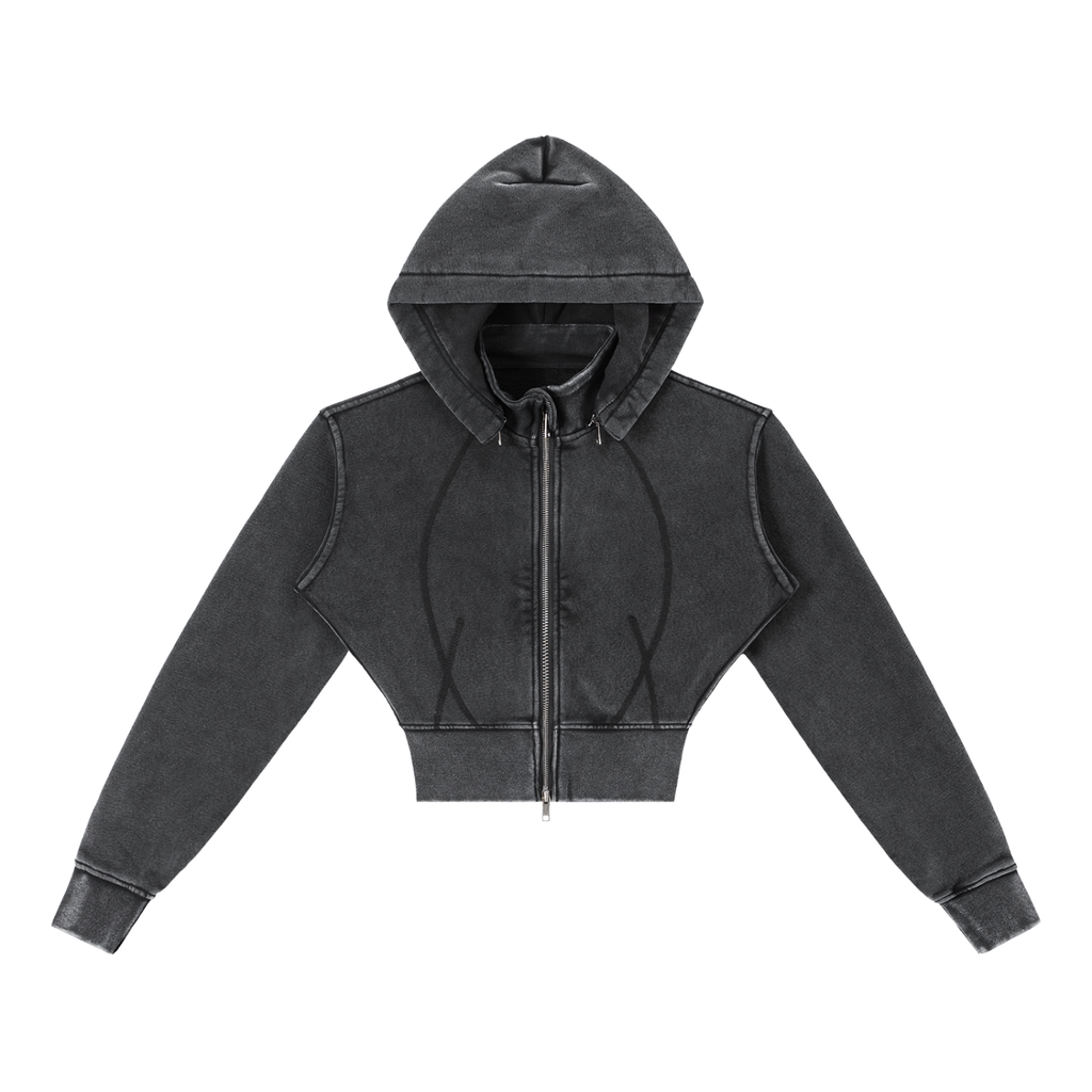 Luxury London Clothing Vintage Washed Cropped Fleece Hoodie
