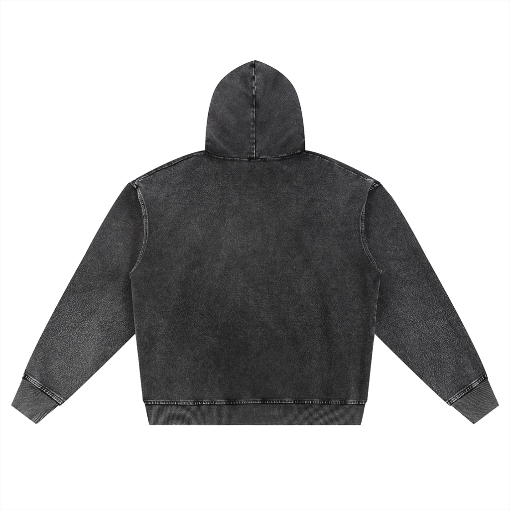 Luxury London Clothing Snow Wash Oversized Zip-Up Hoodie