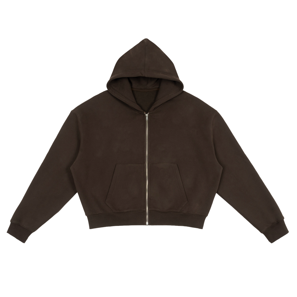 Luxury London Clothing Fleece Zip-Up Boxy Hoodie