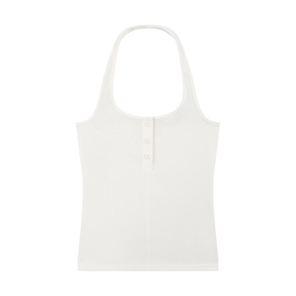 Luxury London Clothing Ribbed Henley Tank Top