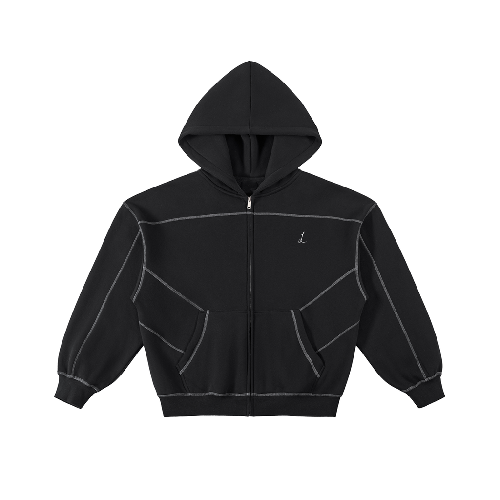 Luxury London Clothing Stitched Fleece Zip Hoodie