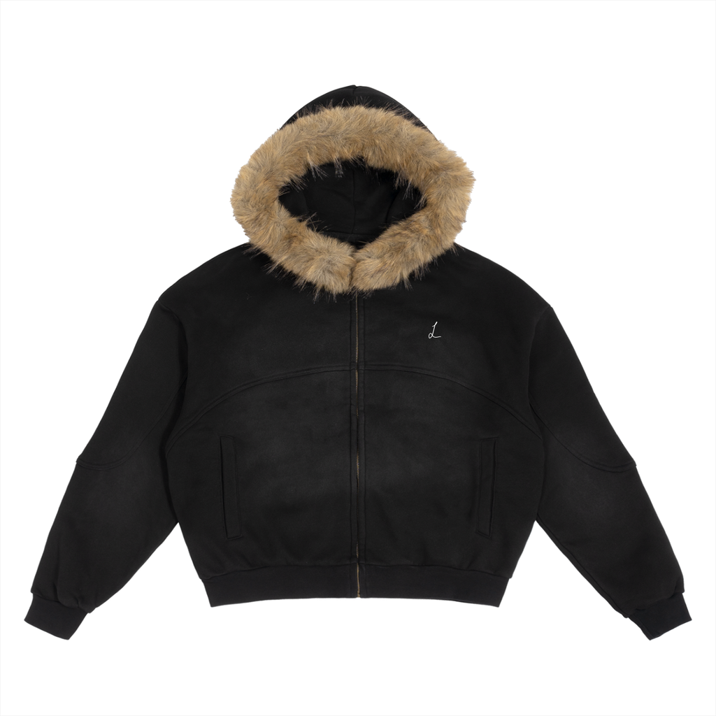 Luxury London Clothing Sun Fade Detachable Fur Hoodie