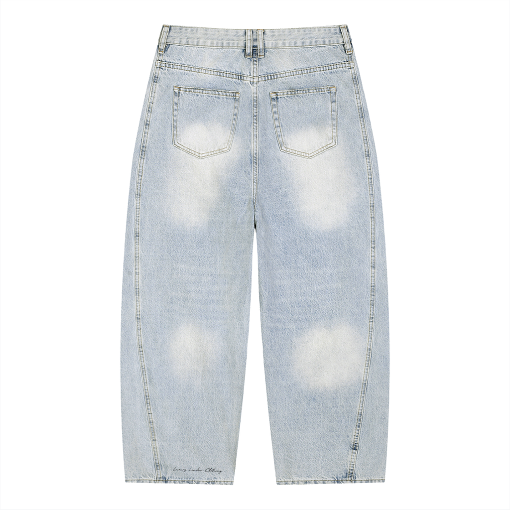 Luxury London Clothing Vintage Wash Sunfade Barrel Leg Jeans