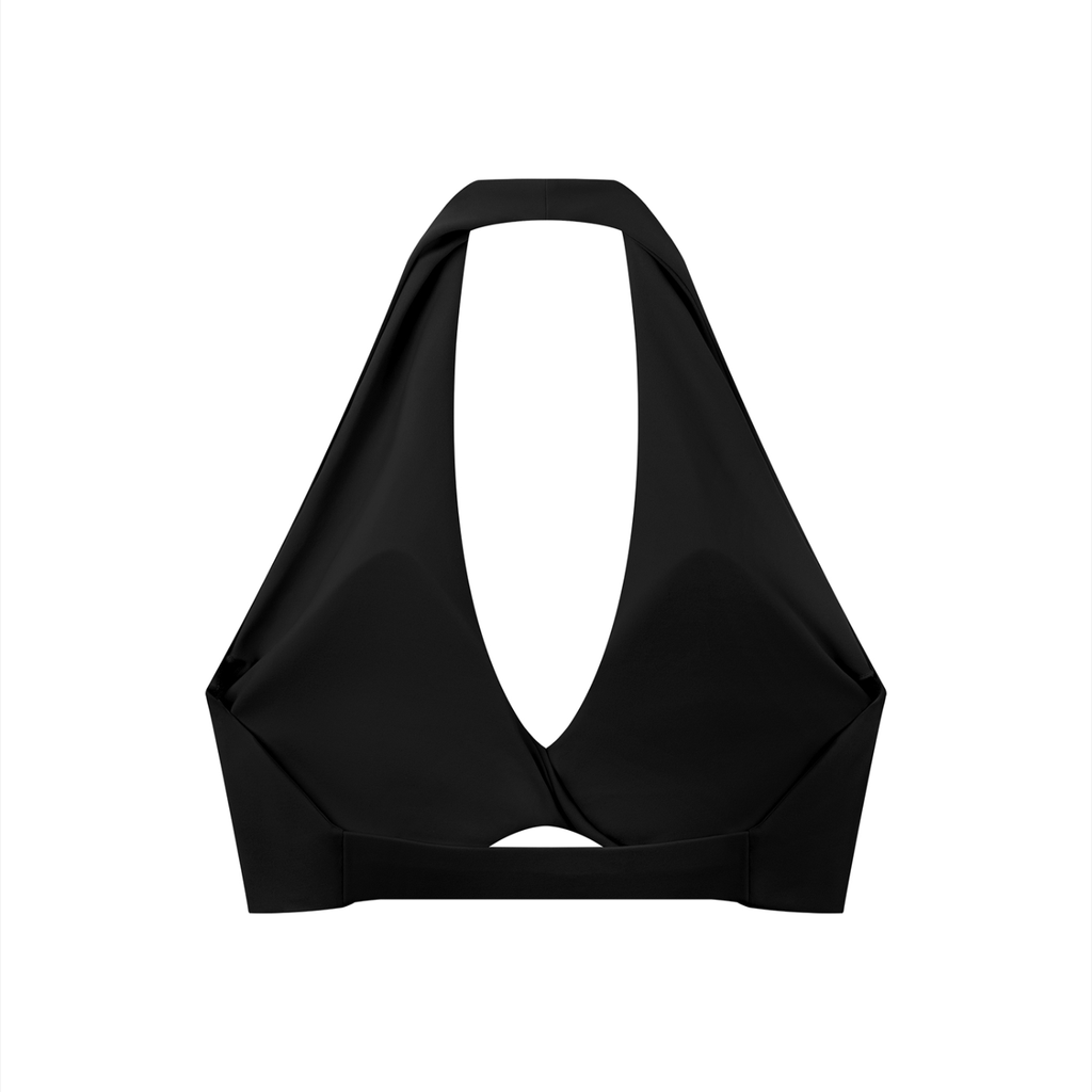 Luxury London Clothing Pleated Halter Sports Bra