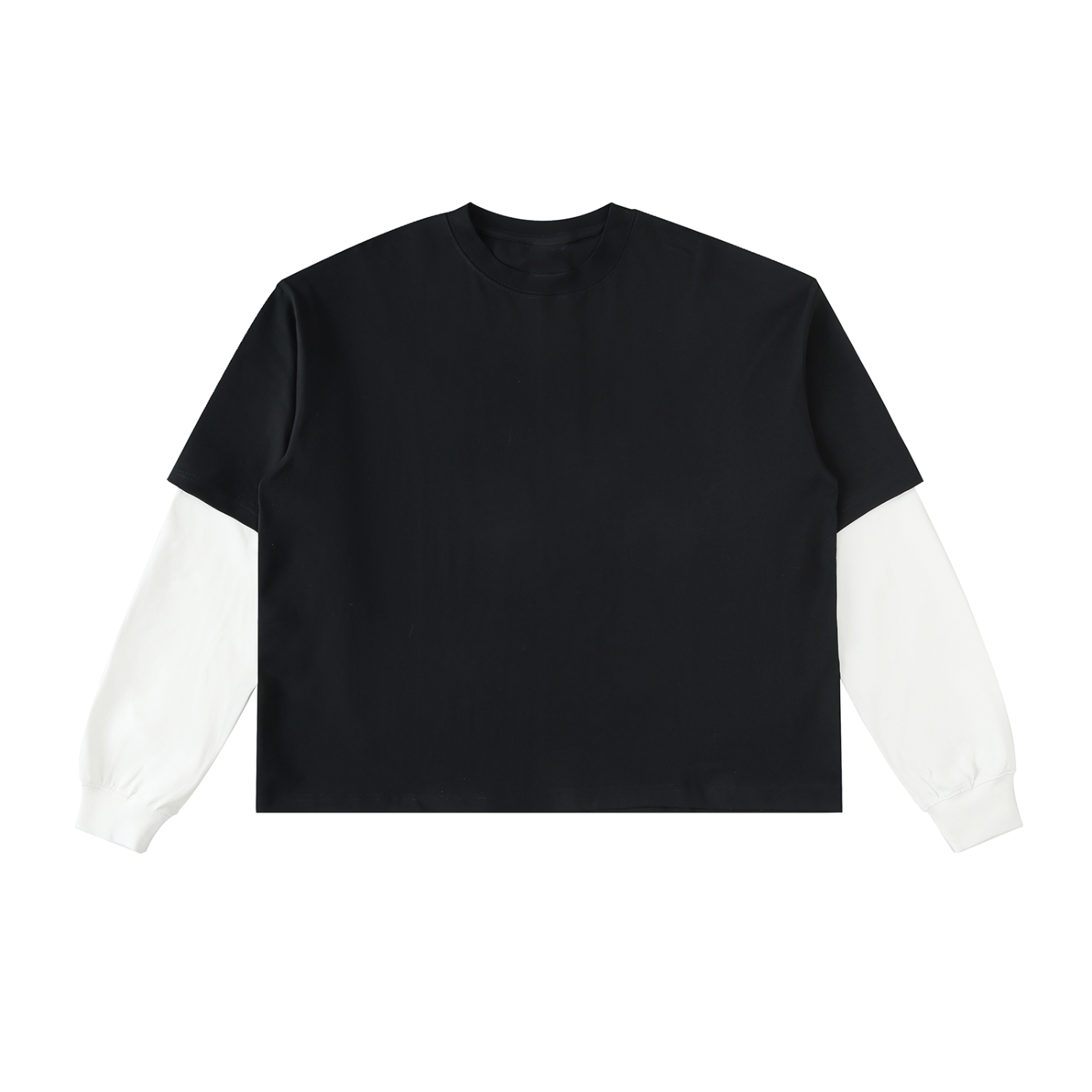 Luxury London Clothing Layered Contrast Sleeve Cotton T-Shirt