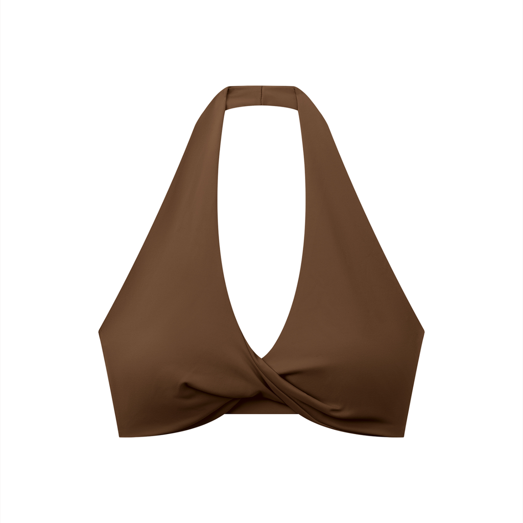 Luxury London Clothing Pleated Halter Sports Bra