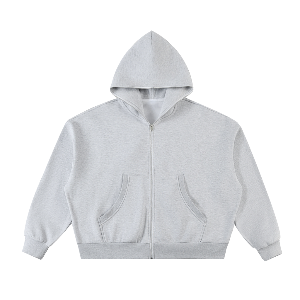 Luxury London Clothing Fleeced Full-Zip Boxy Hoodie