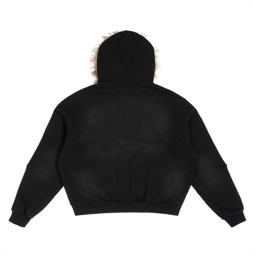 Luxury London Clothing Boxy Detachable Fur Hoodie